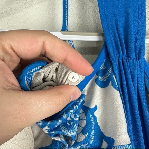 Lululemon Beaming Blue Laceoflage Floral Off White No Limits Athletic Tank Top 6 - Picture 5 of 5
